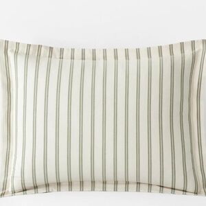 The Company Store NWT Moss Green Tailored Stripes Cotton Percale Sham- King